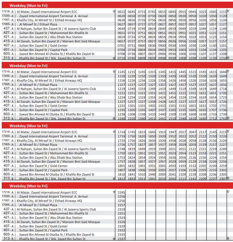 A2 Weekday From Zayed Ia Ecc