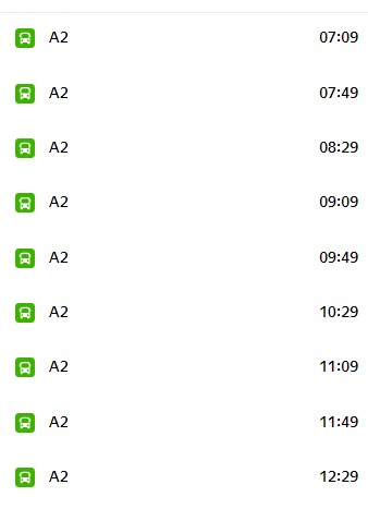 Abu Dhabi Airport Bus A2 Timetable