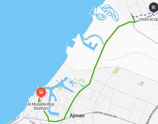 Ajman to Umm Al Quwain Bus Route