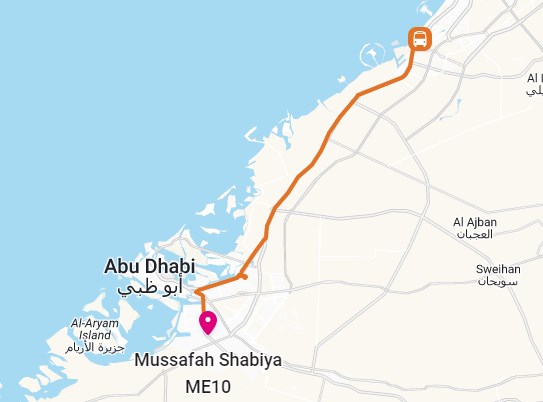 E102 Bus Route Ibn Battuta to Mussafah