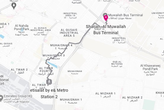 Etisalat to Muwailah Bus Route