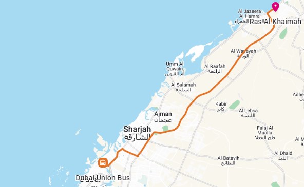 Union to Ras Al Khaimah Route