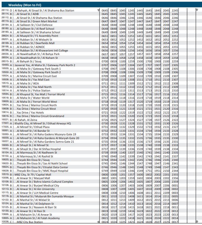 216 Bus Weekday From Al Shama Bus Stn