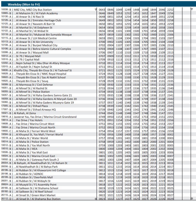 216 Bus Weekday From Mbz City Bus Stn