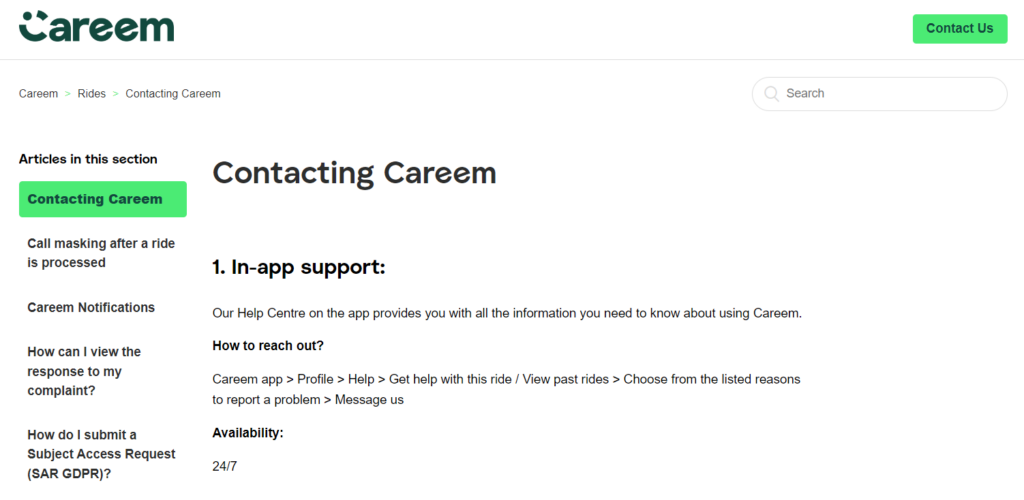 Contacting Careem