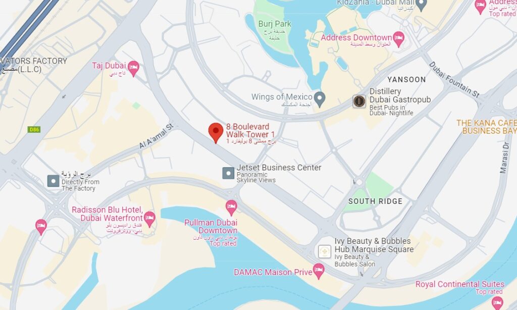 8 Boulevard Walk Tower 1 Bus Stop in Dubai Maps