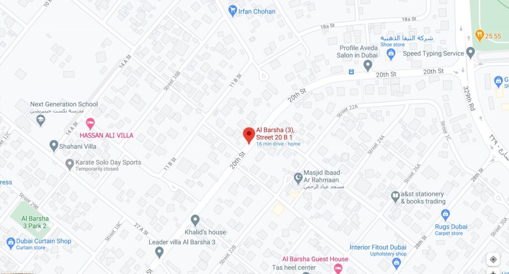 Al Barsha 3 Street 20 B 1 Bus Stop in Dubai Maps