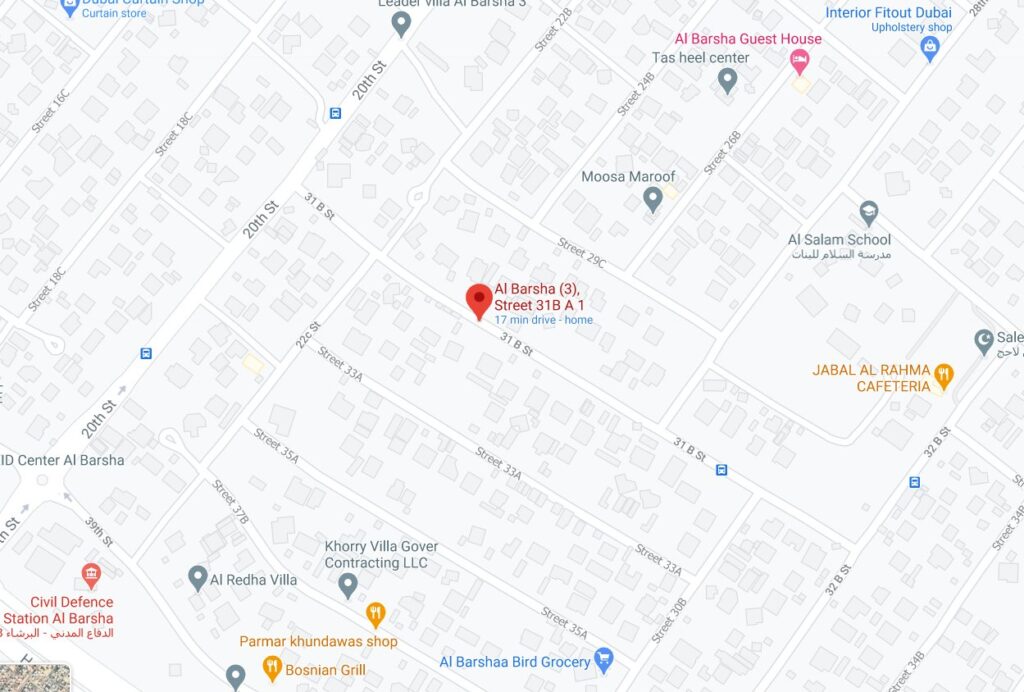 Al Barsha 3 Street 31B A 1 Bus Stop in Dubai Maps