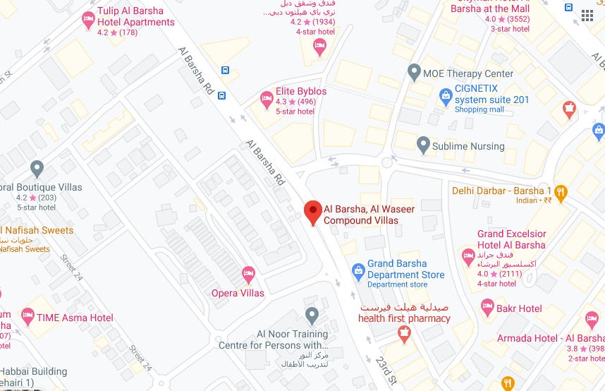 Al Barsha Al Waseer Compound Villas Bus Stop in Dubai Maps