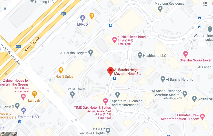 Al Barsha Heights Mazoon Hotel Apartments Bus Stop in Dubai Maps