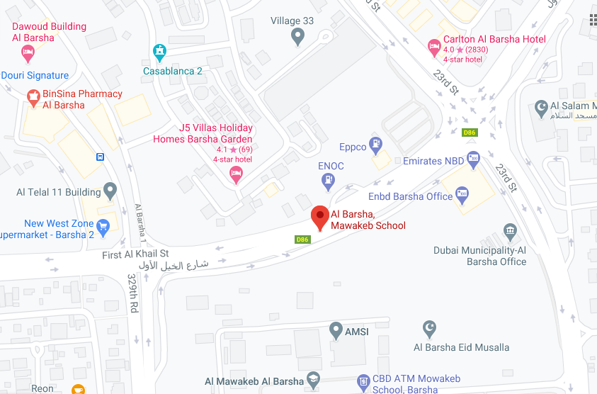 Al Barsha Mawakeb School Bus Stop in Dubai Maps