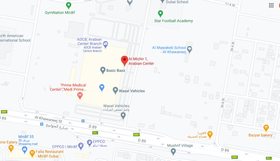 Al Mizhar 1 Arabian Center Bus Stop in Dubai Maps