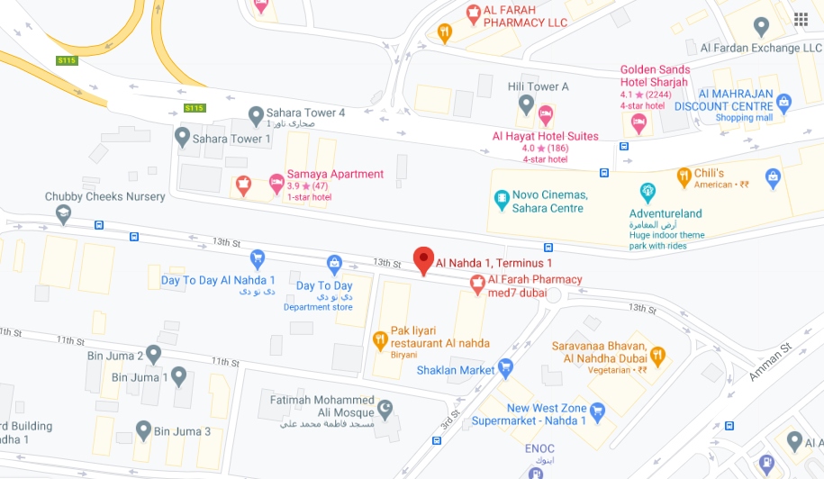 Al Nahda 1 Terminus 1 Bus Stop in Dubai Maps