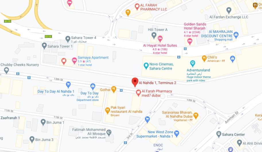 Al Nahda 1 Terminus 2 Bus Stop in Dubai Maps