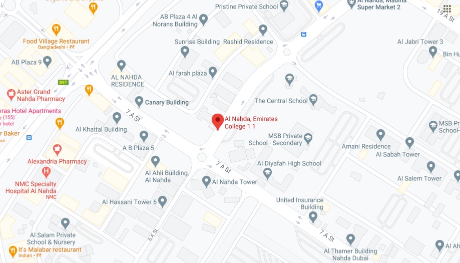 Al Nahda Emirates College Bus Stop in Dubai Maps