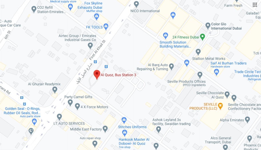 Al Quoz Bus Station 3 Bus Stop in Dubai Maps