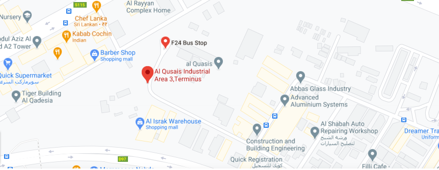 Al Qusais Industrial Area 3 Terminus Bus Stop in Dubai Maps