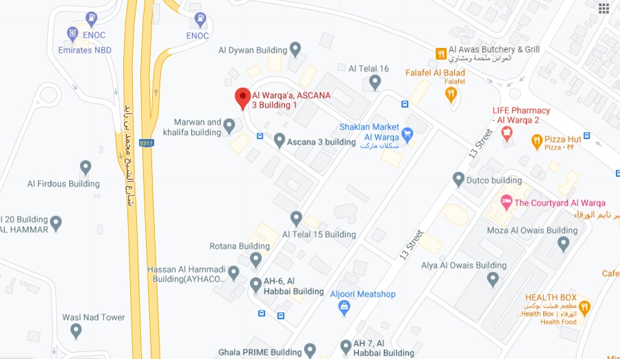 Al Warqaa ASCANA 3 Building Bus Stop in Dubai Maps