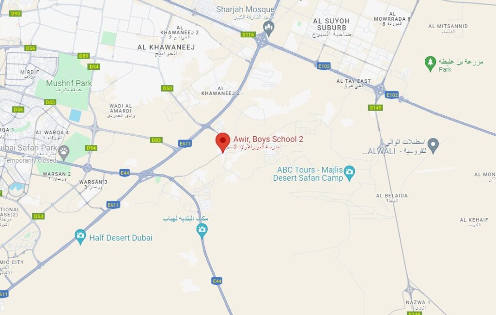 Awir Bus Stop in Dubai Boys School 2 Maps