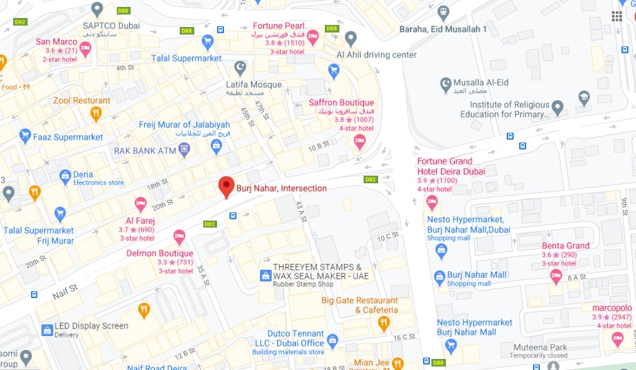 Burj Nahar Intersection Bus Stop in Dubai Maps