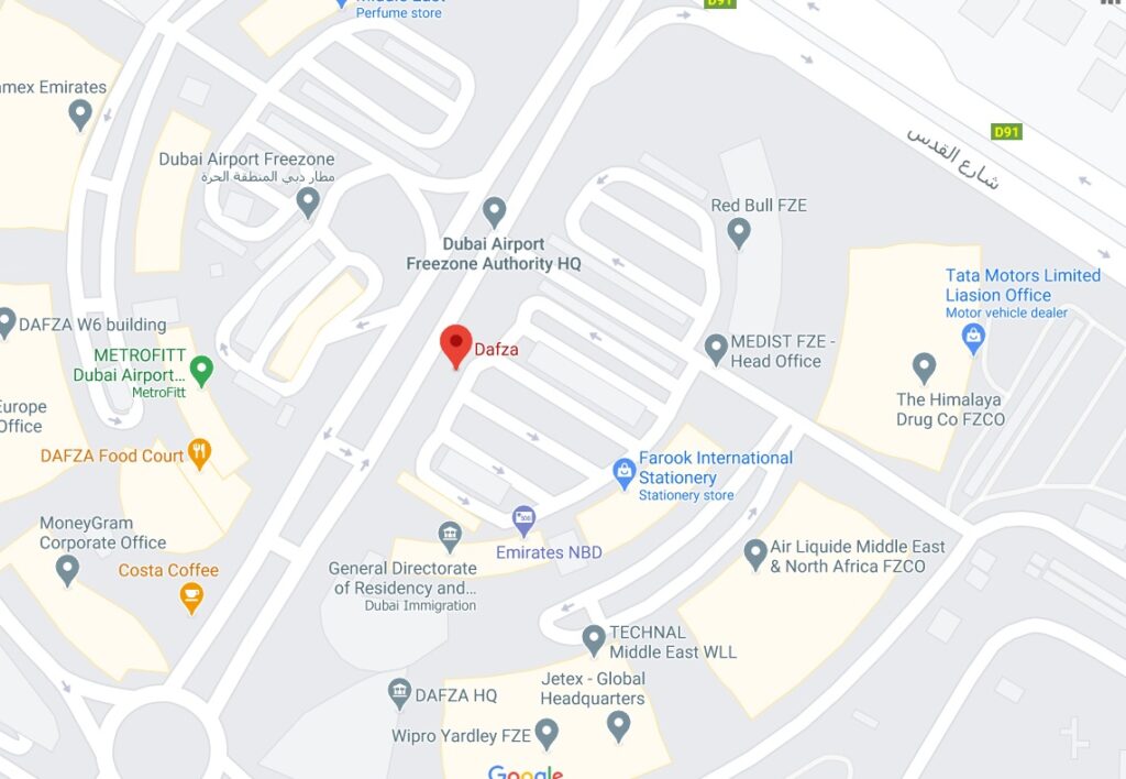 Dafza Bus Stop in Dubai Maps