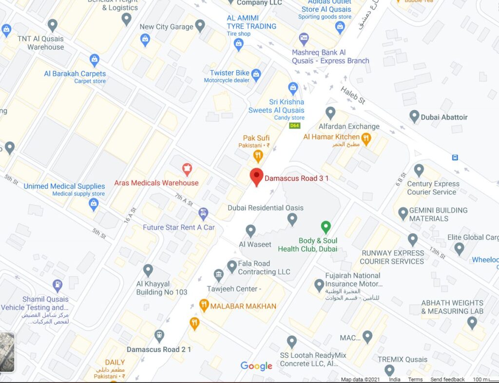 Damascus Road 3 Bus Stop in Dubai Maps