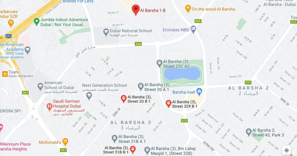 Al Barsha 1 B Bus Stop in Dubai Maps