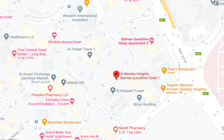 Al Barsha Heights Ramee Guestline Hotel Apartment Bus Stop in Dubai Maps