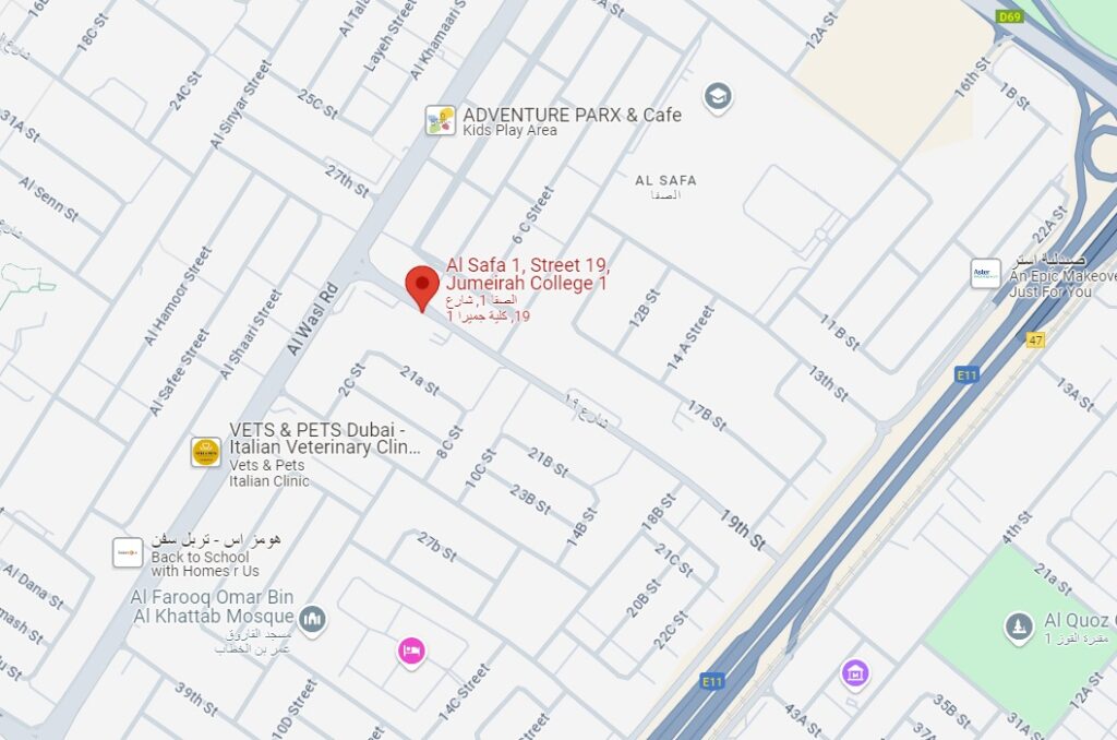 Al Safa 1 Street 19 Jumeirah College Bus Stop in Dubai Maps