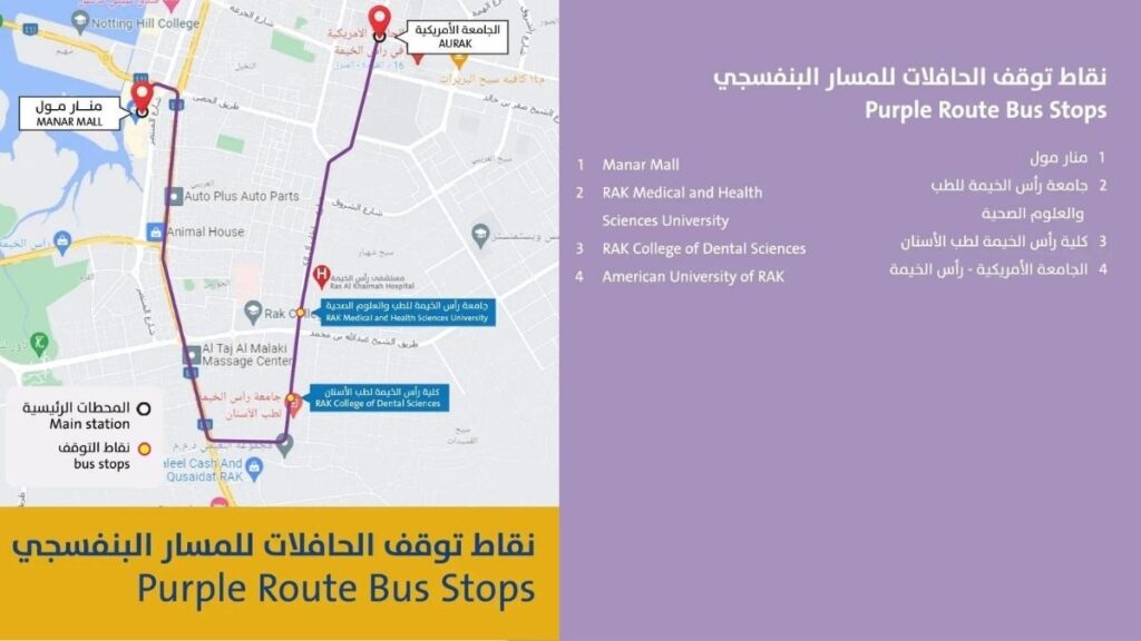 Purple route bus stops