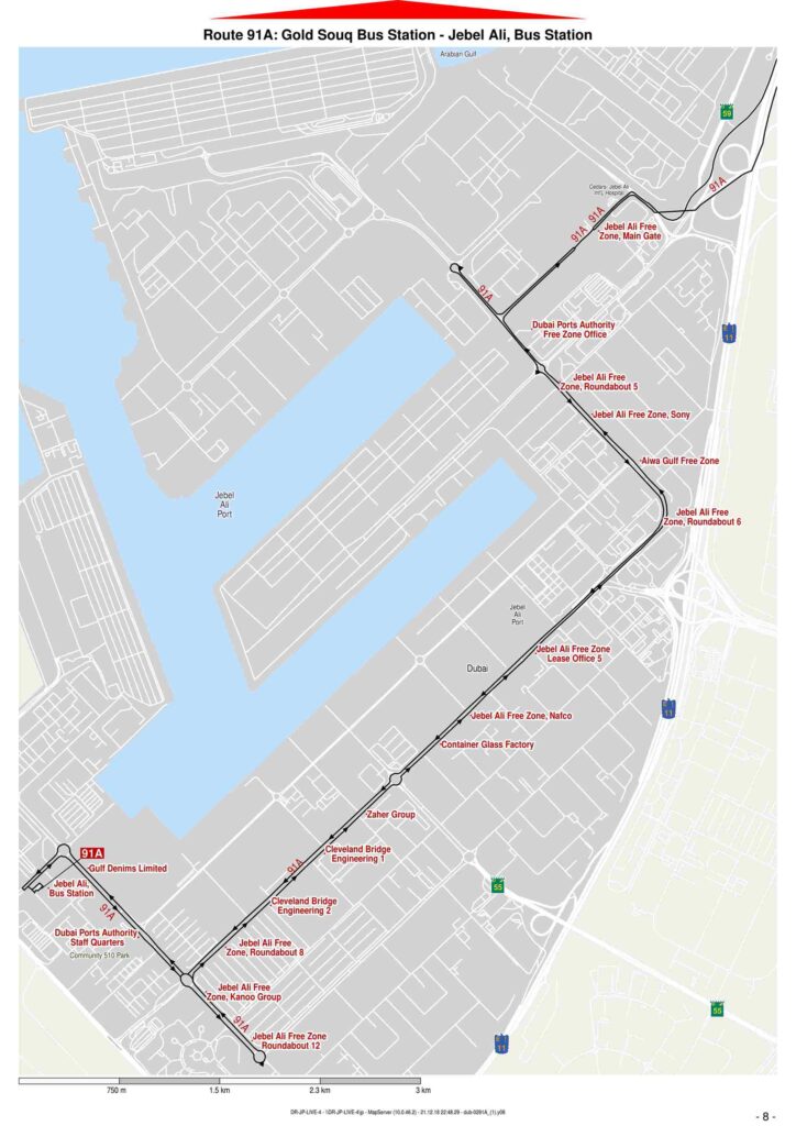 RTA Dubai Express Bus 91A Route