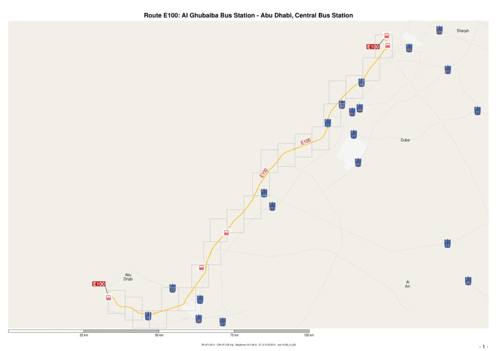 RTA Dubai Express Bus E100 Routes
