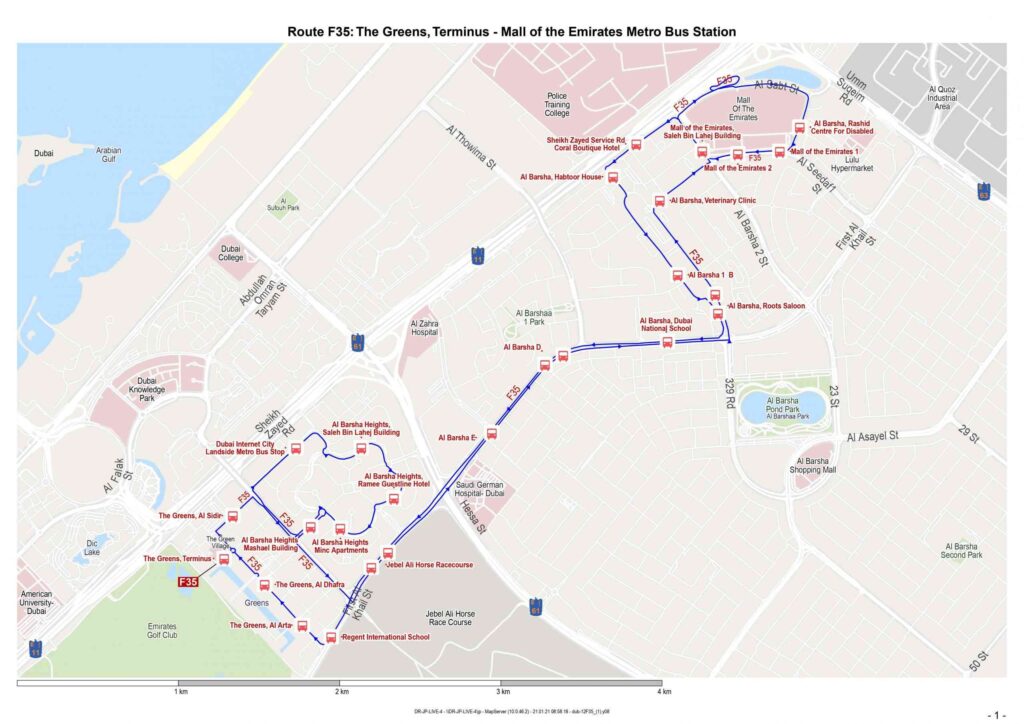 RTA Dubai Feeder Bus F35 Routes