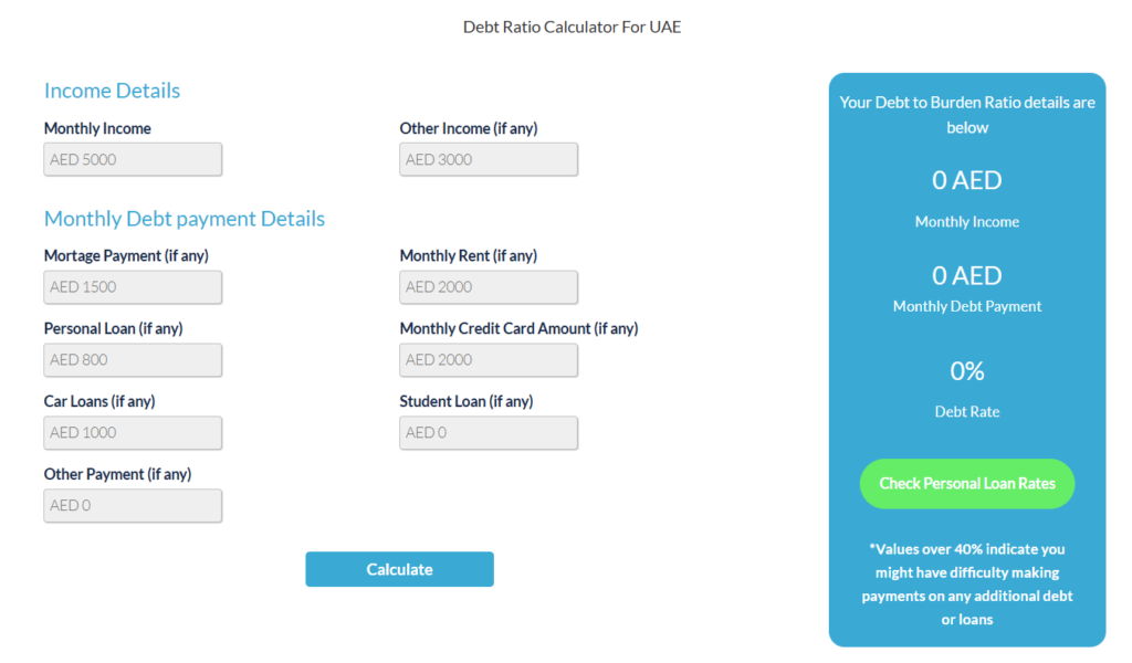 UAE DBR Calculator Reference