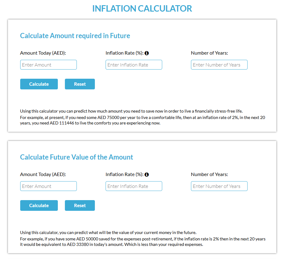 UAE Inflation Calculator Reference