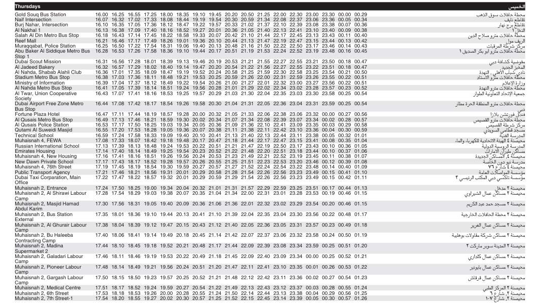 Bus 13 Thursday Timetable 2