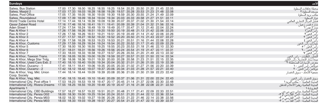 Bus 55 Sunday Timetable 2