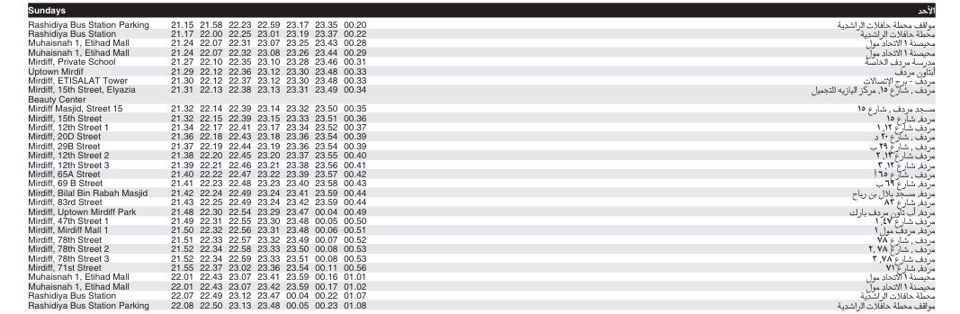 Bus F03 Sunday Timetable 2