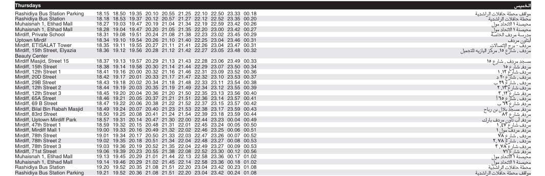 Bus F03 Thursday Timetable 2