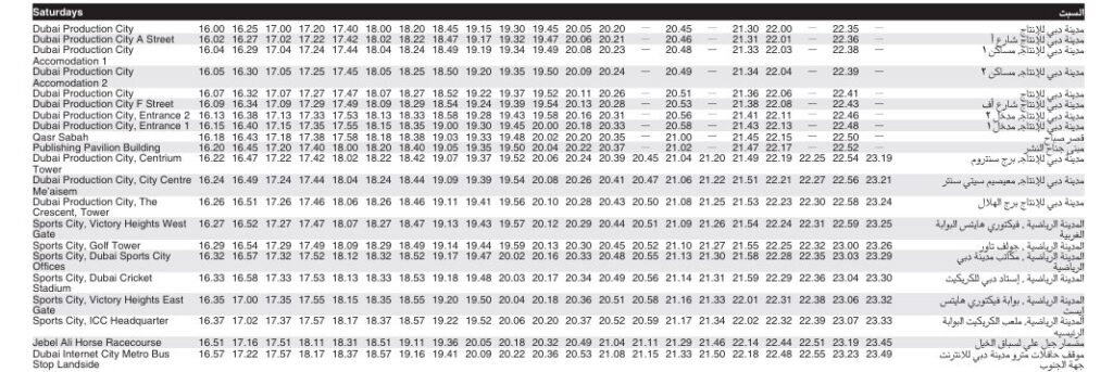 Bus F34 Saturday Timetable 2