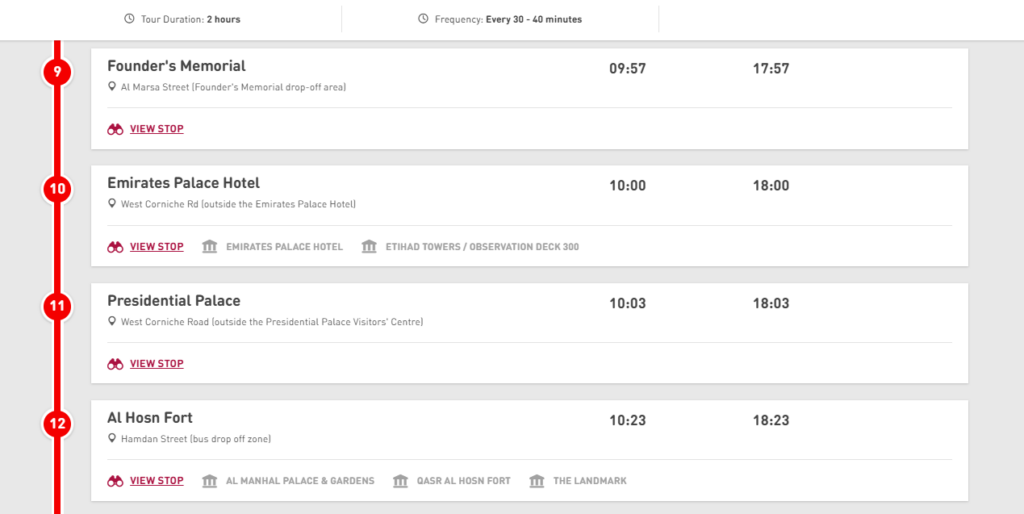 City Tour (red Route) Timetable 3