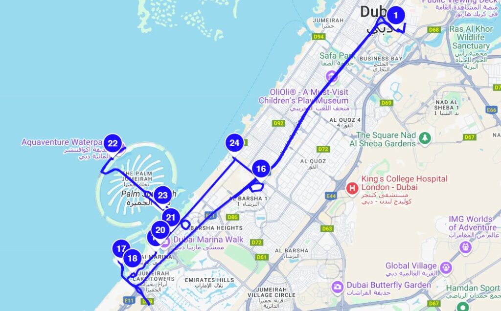 Dubai Beach Tour (blue Route)