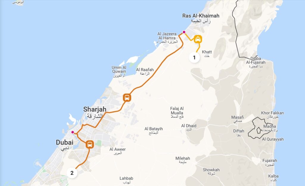 Ras Al Khaimah Airpot To Dubai Opt 4 Route