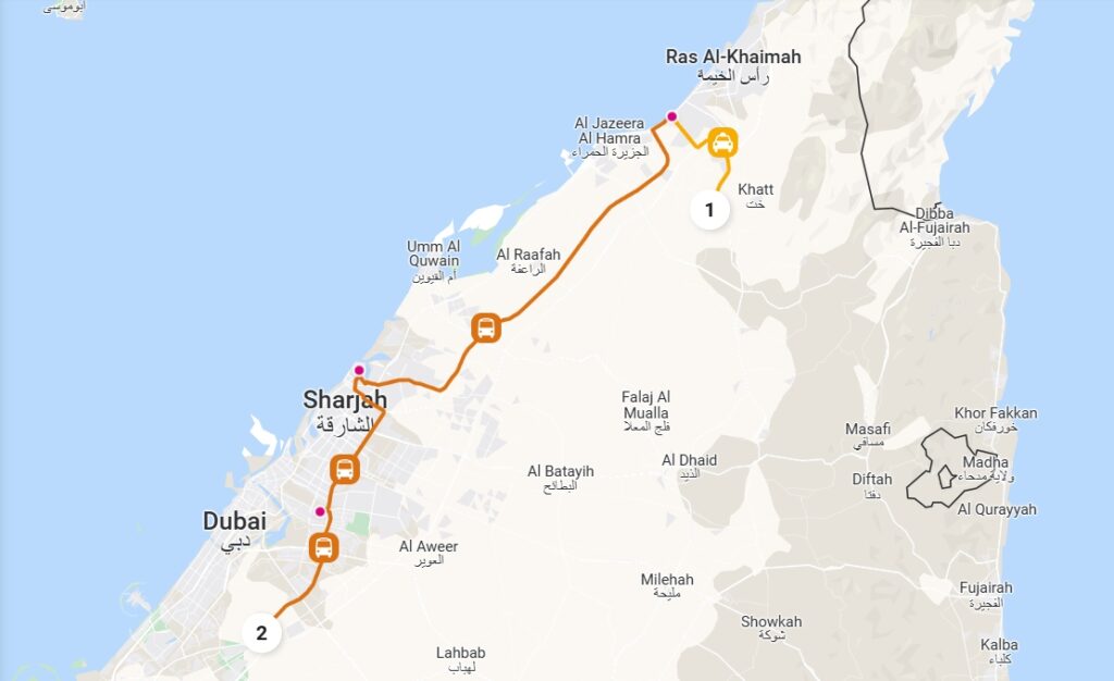 Ras Al Khaimah Airpot To Dubai Opt 5 Route