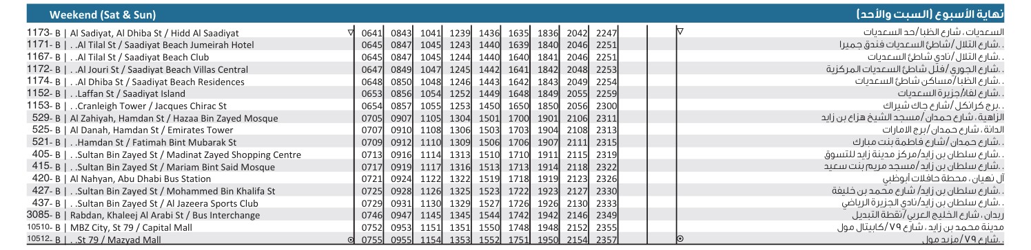 Bus 121 Weekend Timetable