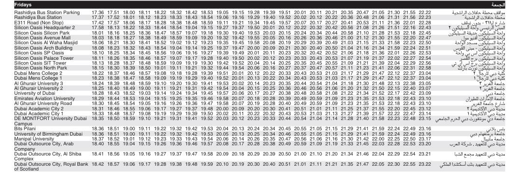 Bus 320 Friday Timetable 2