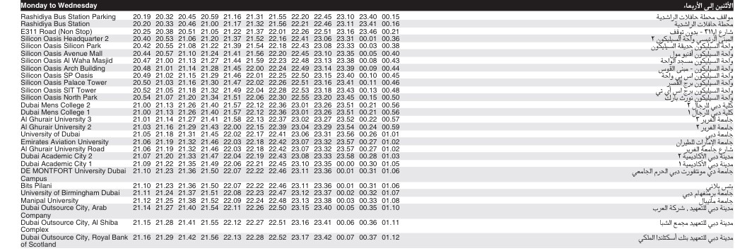 Bus 320 Monday To Wednesday Timetable 3