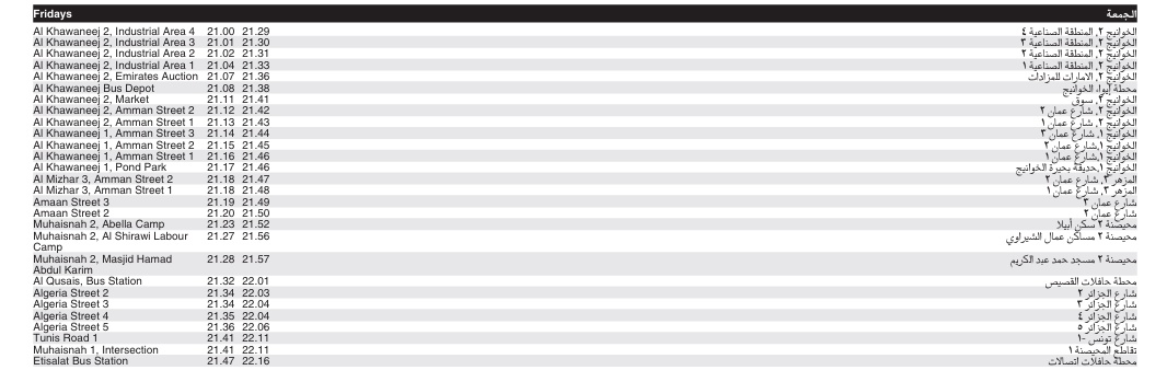 Bus 34 Friday Timetable 2