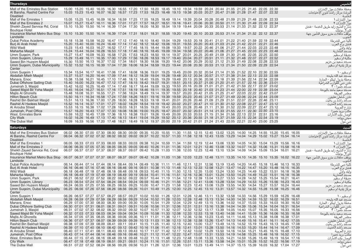 Bus 81 Thursday & Saturday Timetable