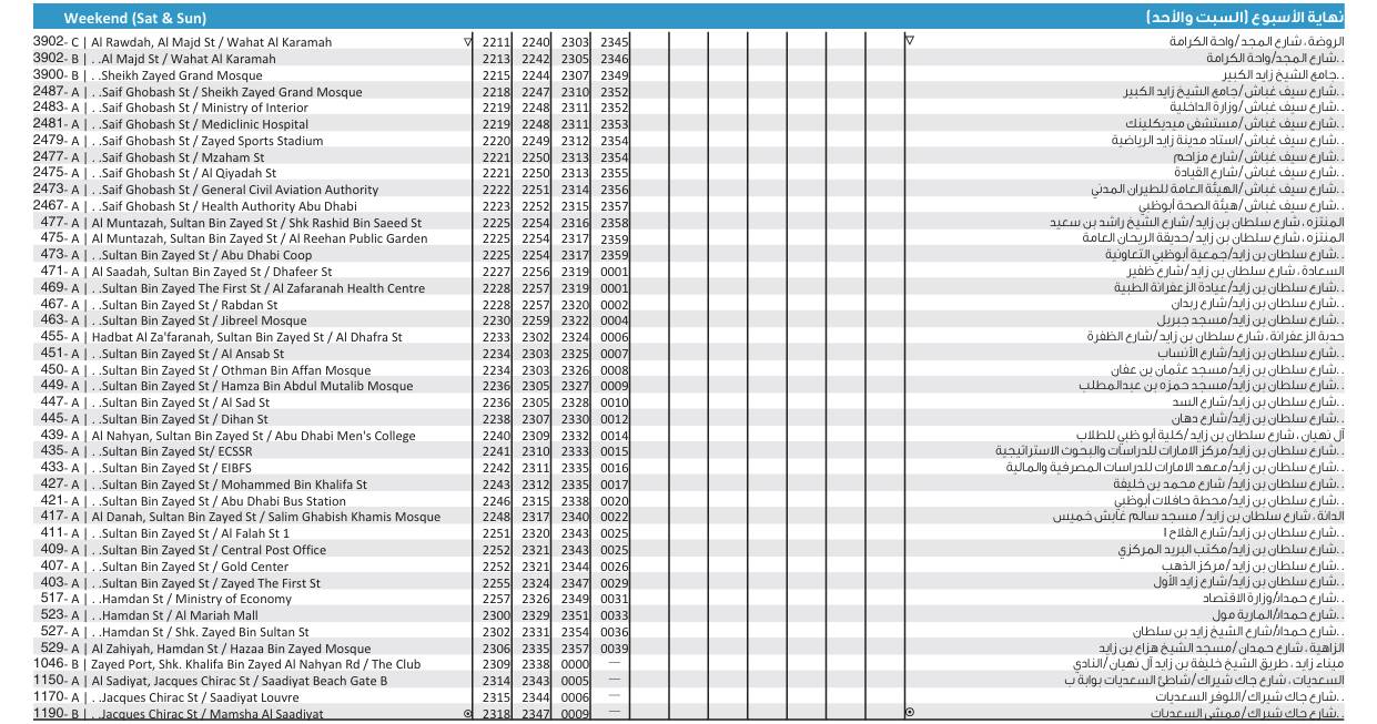 Bus 94 Weekend Timetable 4